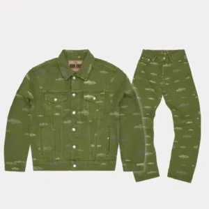 Corteiz Alcatraz Pattern Khaki Tracksuit