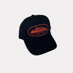 Corteiz Alcatraz Trucker Hat Schwarz Rot
