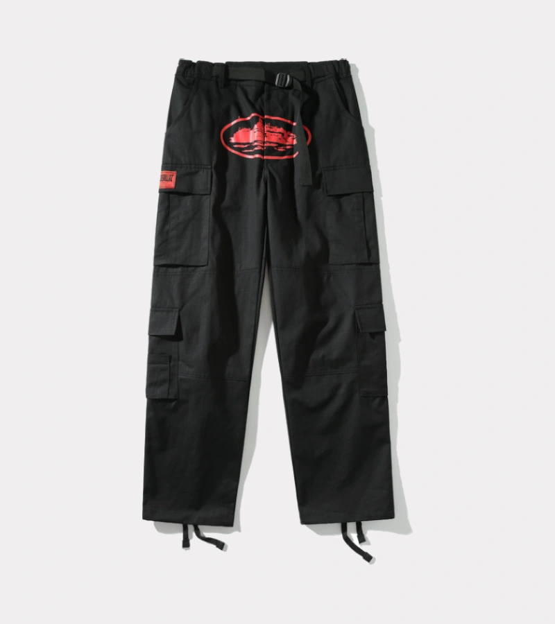 Corteiz Purp Guerillaz Cargos Schwarz/Rot