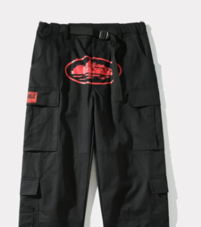 Corteiz Purp Guerillaz Cargos Schwarz/Rot