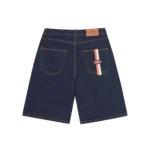 DUAL STRIPE DENIM SHORT [WASHED INDIGO]