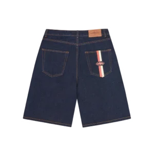 DUAL STRIPE DENIM SHORT [WASHED INDIGO]