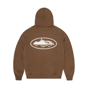 Kapuzenpullover mit Reißverschluss und Insel-Puff-Print [BRAUN]